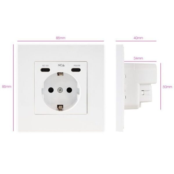 Roseta de Pared Nanocable 10 35 0012/ 1 Schuko/ 2 USB