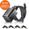 Cargador GaN de Portátil NGS BUD65W-AC para Acer/ 1xUSB Tipo-C/ 65W/ Automático/ 4 Conectores/ Voltaje 5-20V
