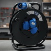 Regleta enrollable Phasak BN 3478/ 2 Tomas de corriente/ 1 Enchufe industrial 2P+TT/ Cable 40m/ Negro y Azul