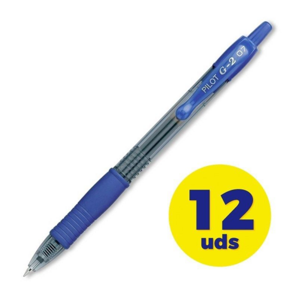art_pil-roller20g220azul2012u20v2_1 Caja de Bolígrafos de Tinta de Gel Retráctil Pilot G-2/ 12 unidades/ Azules