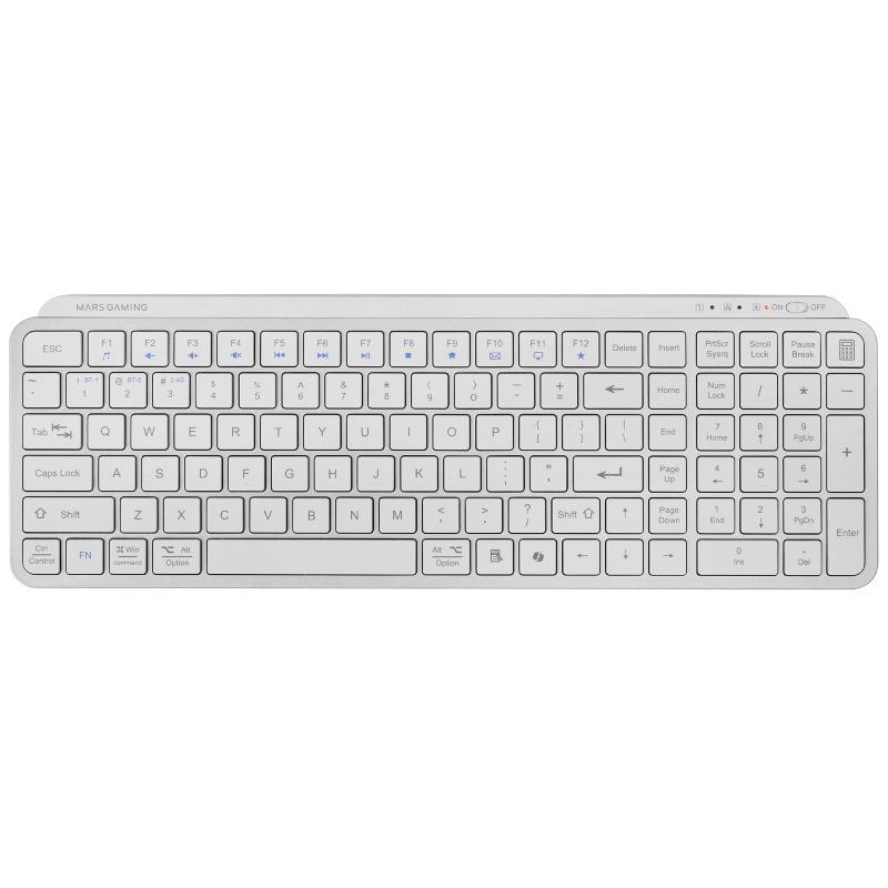 Teclado Compacto Inalámbrico por Bluetooth Mars Gaming MK-SILENKEYS/ Blanco