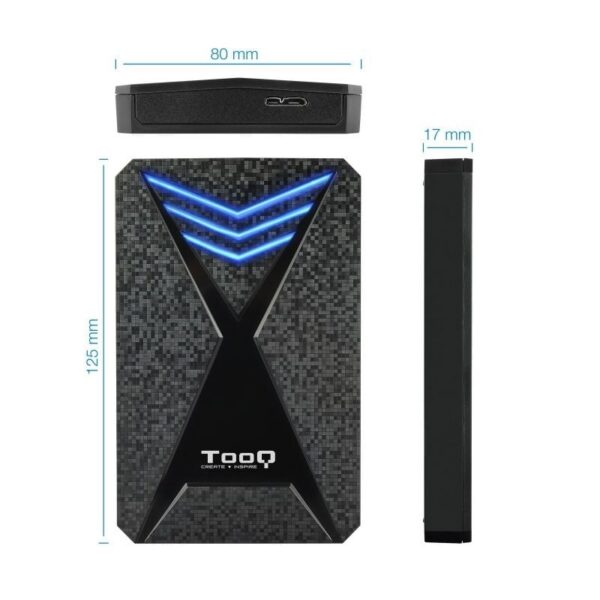 Caja Externa Gaming para Disco Duro de 2.5" TooQ TQE-2550BL/ USB 3.1/ Sin tornillos