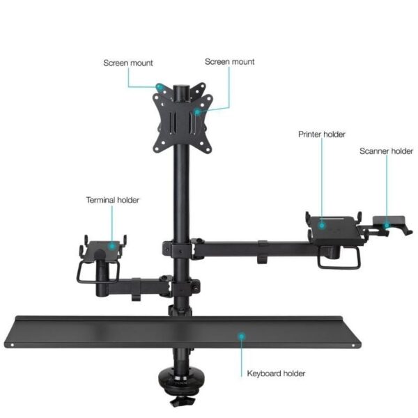 Soporte de Mesa para TPV 2 Monitores TooQ TQPM0003/ Giratorio/ Inclinable/ Rotatorio/ hasta 9kg