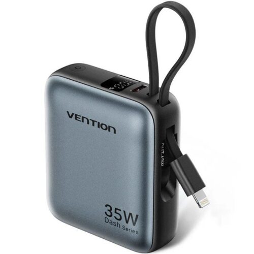 art_ven-bat20fhfn0_1 Powerbank 10000mAh Vention FHFN0/ 35W/ Gris/ Incluye Cable USB TIpo-C y Lightning