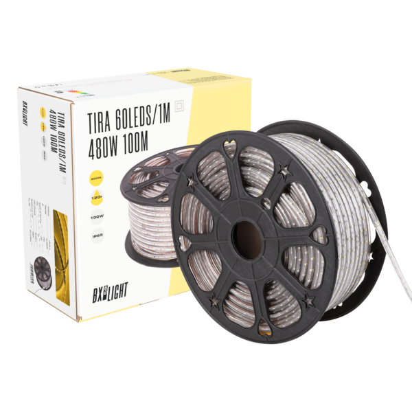 Tira de 60 LEDs/M 480W 24.000Lm 6000ºK SMD3528 220VAC IP65 x100M 40.000H  [BX3-2203528-60100MCW]