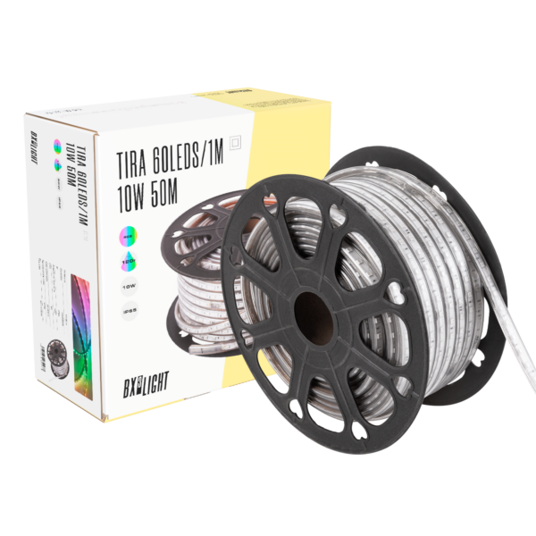 Tira de 60 LEDs/M 500W 42.000Lm 6000ºK SMD5050 220VAC IP65 x50M 40.000H  [BX3-220-60-50M-CW]