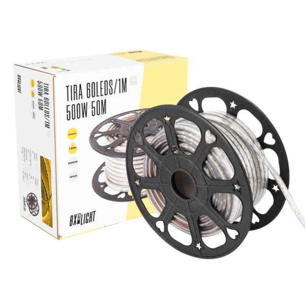 Tira de 60 LEDs/M 500W 42.000Lm 6000ºK SMD5050 220VAC IP65 x50M 40.000H  [BX3-220-60-50M-CW]