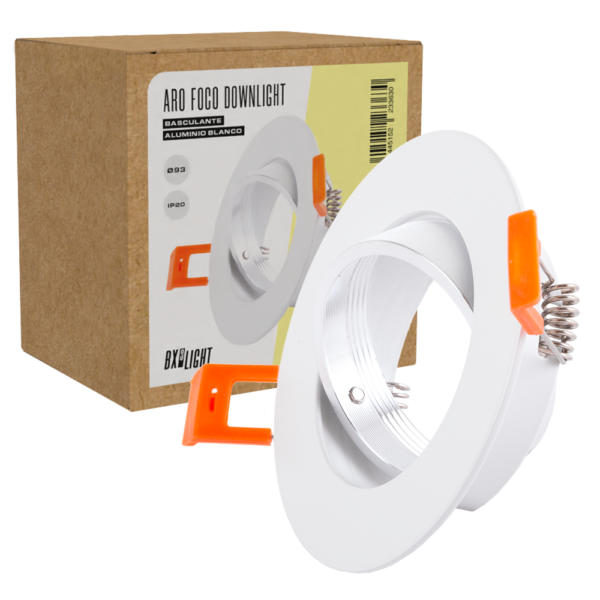 Aro Foco Downlight  Circular Basculante AluMinio Blanco 93Mm [BX3-ARO-1004]