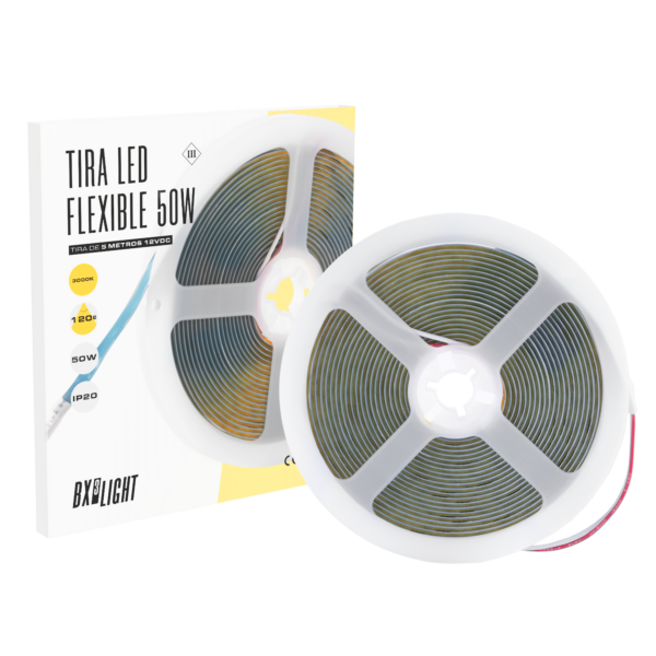Tiras de Led Flexible 50W IP20 6000 K 12 VDC  5 m. [BX3-COB-320-12DC-CW]