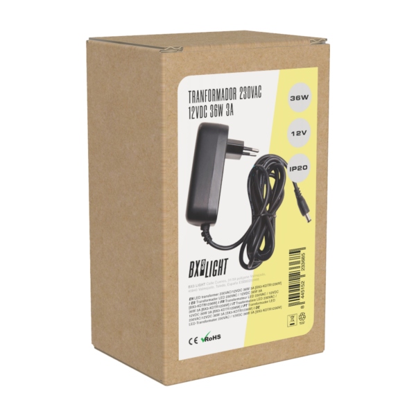 Transformador LED 230VAC/12VDC 36W 3A  [BX3-KDTR1236W]