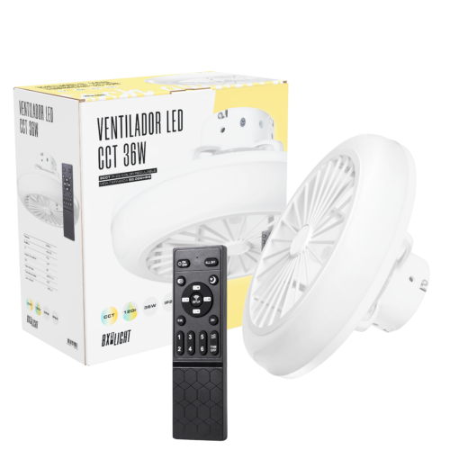 Ventilador de Techo 36W 1800Lm Iluminación LED CCT (Tonalidad Luz Regulable) Control Remoto 50.000H - Blanco   [BX3-LEDFAN-13-W]