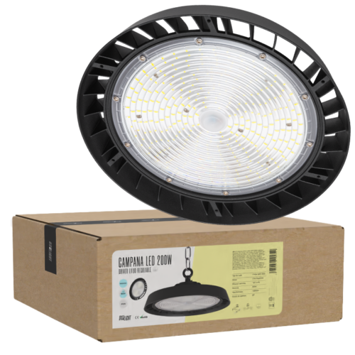 Campana LED 200W ( 120W-160W-200W ) 36000Lm Driver Lifud Regulable 1-10V Chip Philips CW 6000ºK 90º