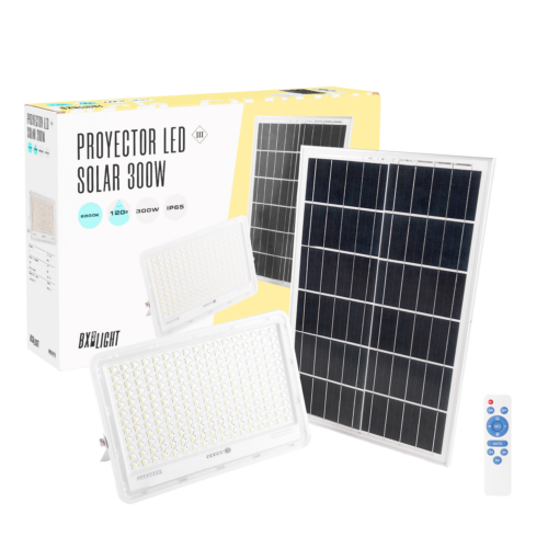 Proyector LED Solar 300W 6500K Panel: 6V/25W Batería: 3,2V/20000MaH Control Remoto   [BX3-SOLARFL-300W-02]