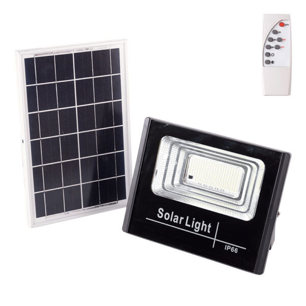 Proyector LED Solar 45W 6500K Panel: 6V/6W Batería: 3,2V/3000MaH Control Remoto   [BX3-SOLARFL-45W-01]