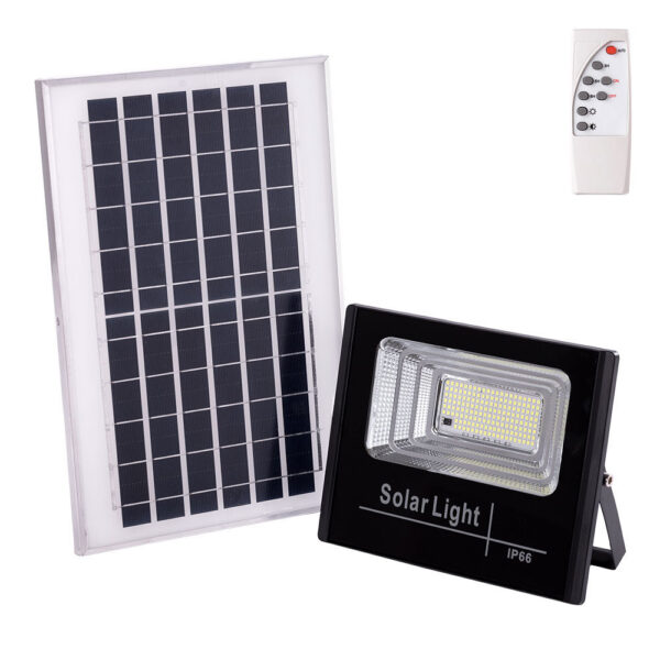 Proyector LED Solar 65W 6500K Panel: 6V/8W Batería: 3,2V/5000MaH Control Remoto   [BX3-SOLARFL-65W-01]