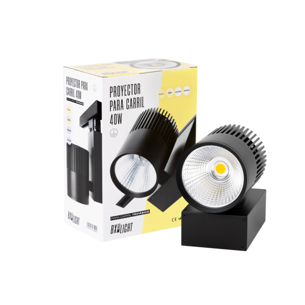 Foco de Carril LED  40W 3600Lm CRI90 4200ºK Trifásico UGR17 50.000H   [BX3-TR40W-BLACK-W]