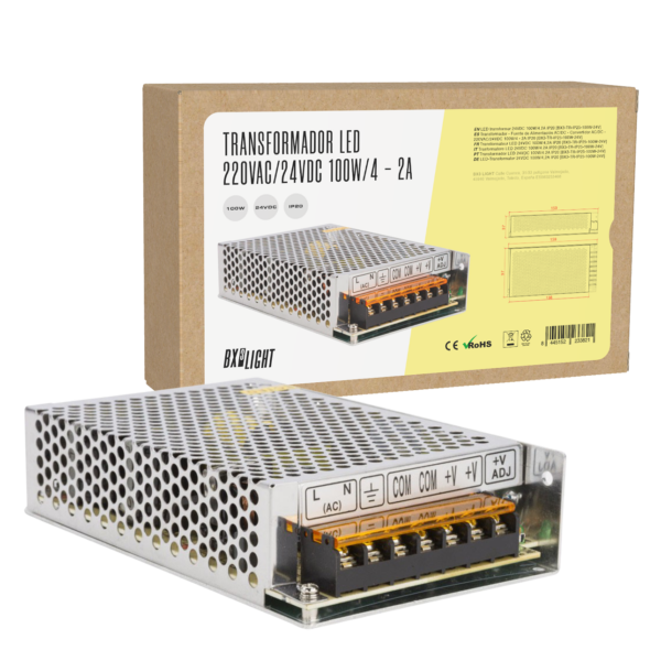 Transformador -  Fuente de Alimentación AC/DC -  Convertidor AC/DC - 220VAC/24VDC 100W/4 - 2A IP20 [BX3-TR-IP25-100W-24V]