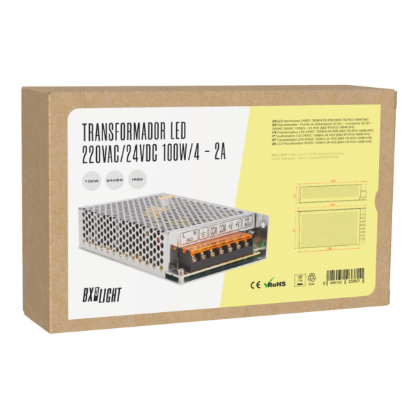 Transformador -  Fuente de Alimentación AC/DC -  Convertidor AC/DC - 220VAC/24VDC 100W/4 - 2A IP20 [BX3-TR-IP25-100W-24V]