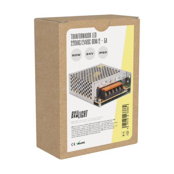 Transformador -  Fuente de Alimentación AC/DC -  Convertidor AC/DC - 220VAC/24VDC 60W/2 - 5A IP20 [BX3-TR-IP25-60W-24V]