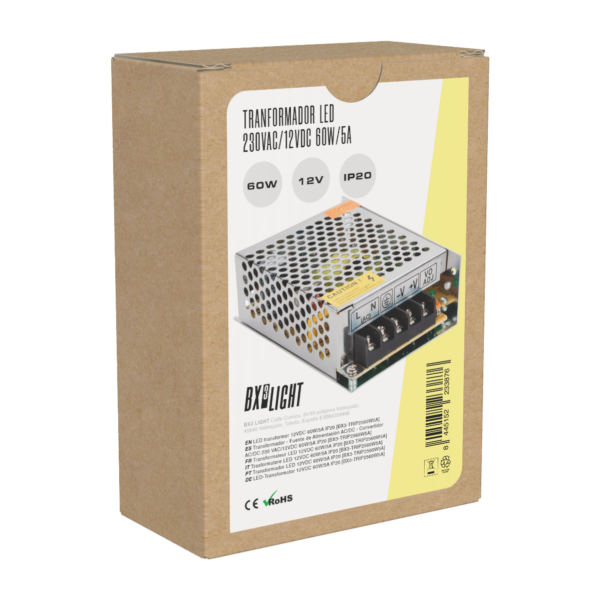Transformador -  Fuente de Alimentación AC/DC -  Convertidor AC/DC 230 VAC/12VDC 60W/5A IP20 [BX3-TRIP2560W5A]
