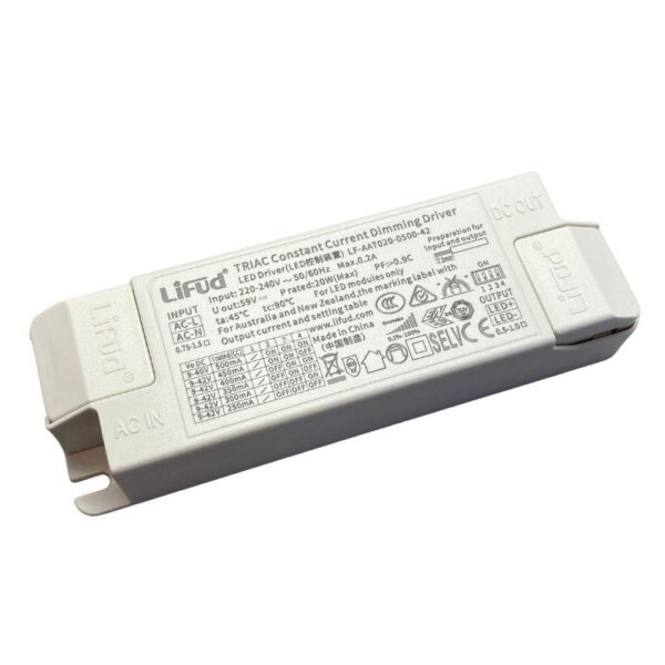 cps_lf_aat020_0-1 Driver Lifud 20W Salida: 9-42V 250-500mA Dimable Leading/ Trailing edge IP20