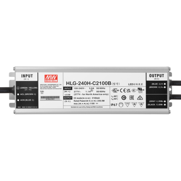 Driver LED Meanwell 240W 90-305VAC 2100A IP67