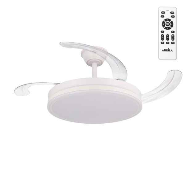 Ventilador Dc Escorpion Función Verano-Invierno 59w Blanco 4 Aspas desplegables 107d Reg.intensidad  6980lm 3000-4000-6000k Remo