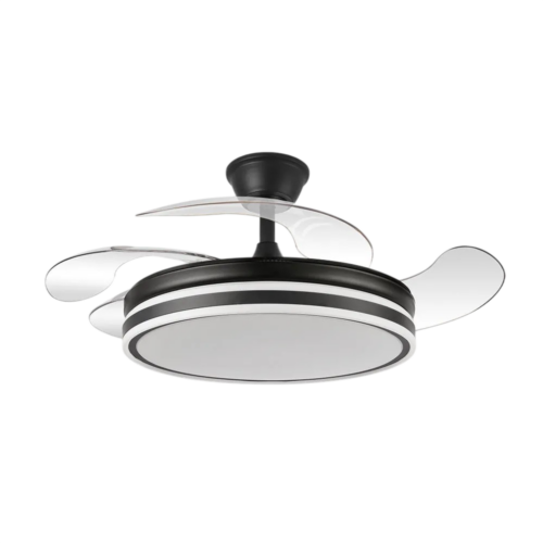 Ventilador Bayomo 59w 6980lm Negro 4 Aspas Desp. 34,5/42x50/107d.3 Color. Motor DC Remoto+Reg.Intensidad