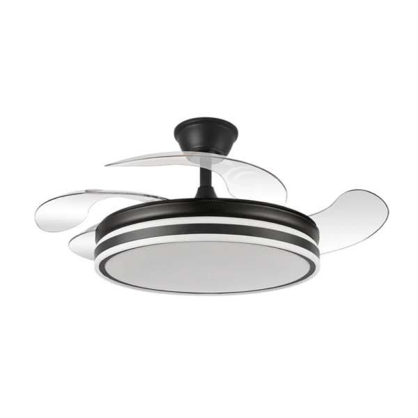 Ventilador Bayomo 59w 6980lm Negro 4 Aspas Desp. 34,5/42x50/107d.3 Color. Motor DC Remoto+Reg.Intensidad