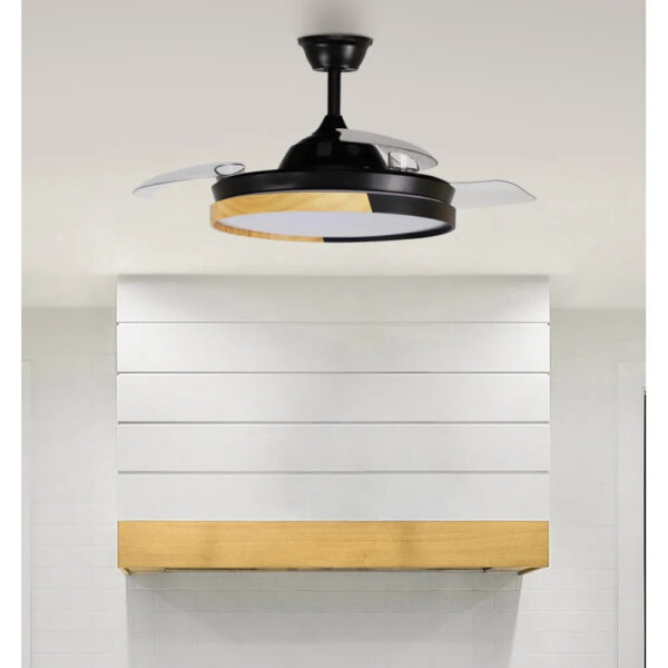 Ventilador DC Emperador 72w Negro/Haya 3 Aspas Desplegables 108d 7200lm 3000-4000-6000k Remoto+ Memoria+ Temporizador