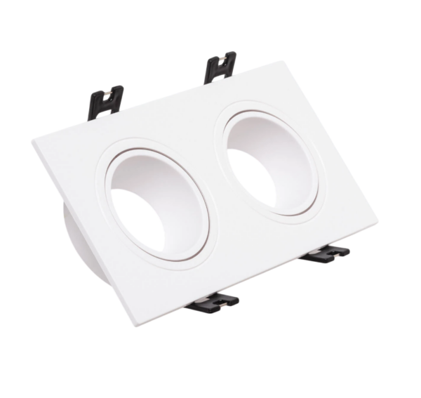 Aro Foco Downlight 2xGU10 Policarbonato Rectangular Blanco