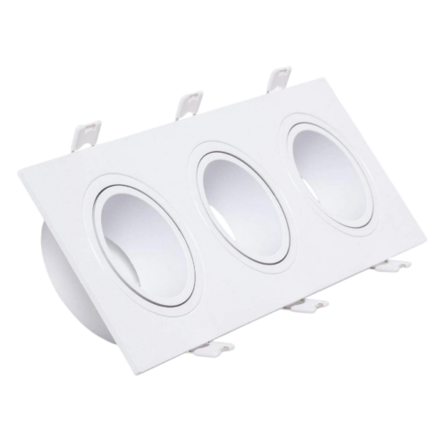 Aro Foco Downlight 3xGU10 Policarbonato Rectangular Blanco