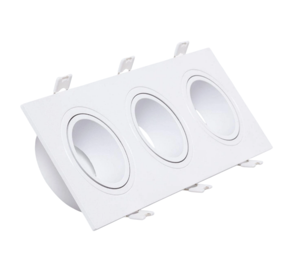 Aro Foco Downlight 3xGU10 Policarbonato Rectangular Blanco