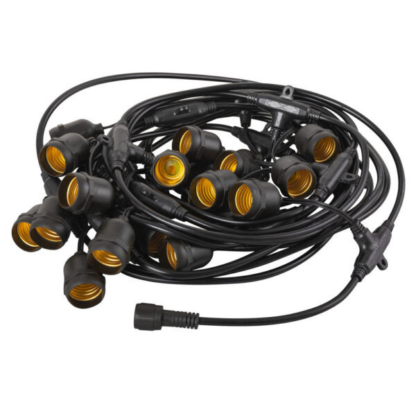 Cadena de 20 Portalámparas E27 10 Metros IP65 sin Bombillas [HO-CAD-10M-20xE27]