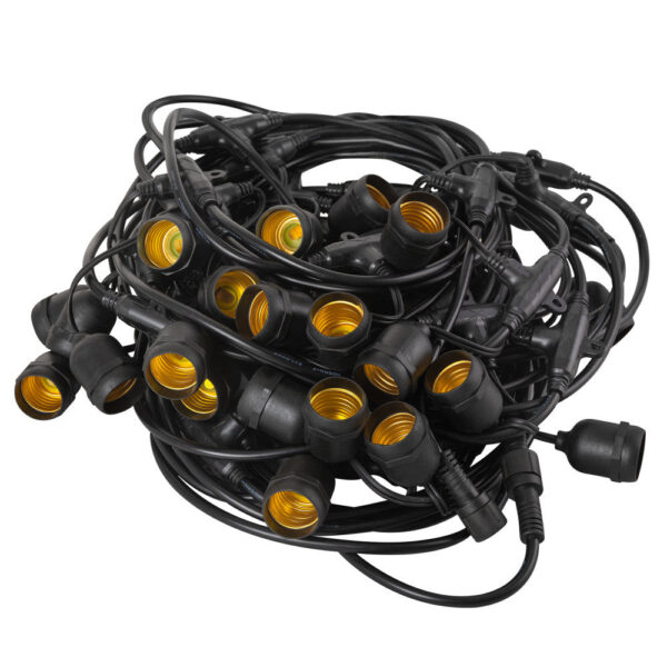 Cadena de 40 Portalámparas E27 20 Metros IP65 sin Bombillas [HO-CAD-20M-40xE27]