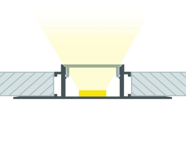 Perfil Aluminio para Tira LED Integración  - 30mm - con Difusor Opal - 2 Metros