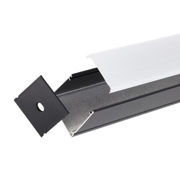 Perfil Para Tiras LED 2 metros -Negro-Difusor Opal