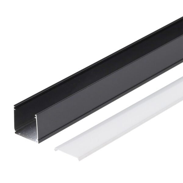Perfil Para Tiras LED 2 metros -Negro-Difusor Opal