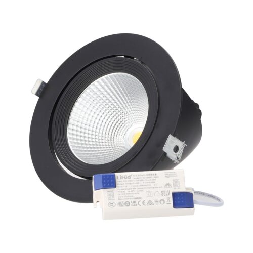 Foco Downlight LED 40W  4000Lm 4200ºK Orientable UGR17 50.000H Negro