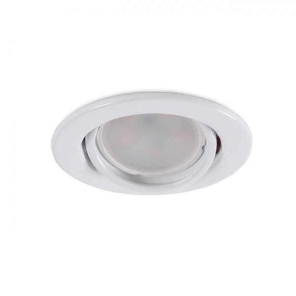 Aro Foco Downlight Circular Basculante  "Vepa" Acero 90mm - Blanco