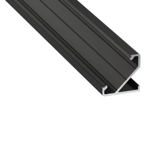 Perfíl Aluminio KIMERA-BARDE Anodizado Negro con Difusor Opal y Tapones 2,02M