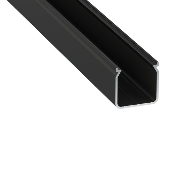 Perfíl Aluminio KIMERA-HELSE Anodizado Negro con Difusor Opal y Tapones 2,02M