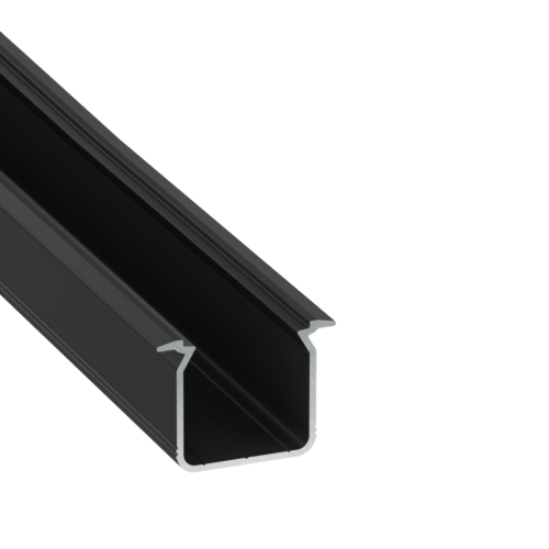 Perfíl Aluminio KIMERA-"SKAGEN" Anodizado Negro con Difusor Opal , Tapones y Clips Sujección 2,02M