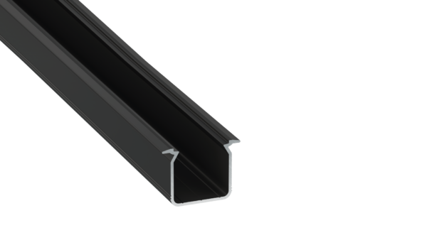 ll_38_0571_20_0 Perfíl Aluminio KIMERA-"SKAGEN" Anodizado Negro con Difusor Opal , Tapones y Clips Sujección 2,02M