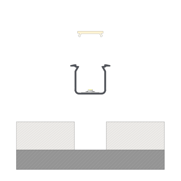 ll_38_0571_20_4 Perfíl Aluminio KIMERA-"SKAGEN" Anodizado Negro con Difusor Opal , Tapones y Clips Sujección 2,02M