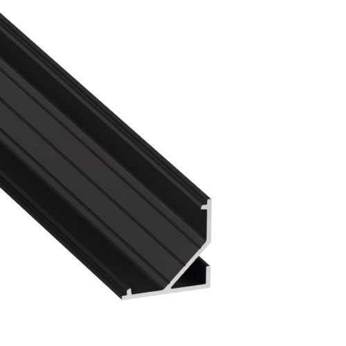 Perfíl Aluminio KIMERA-"ARRE" Anodizado Negro con Difusor Opal , Tapones y Clips Sujección 2,02M