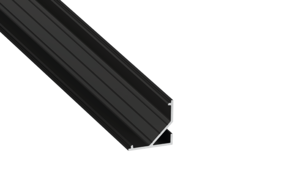 Perfíl Aluminio KIMERA-"ARRE" Anodizado Negro con Difusor Opal , Tapones y Clips Sujección 2,02M