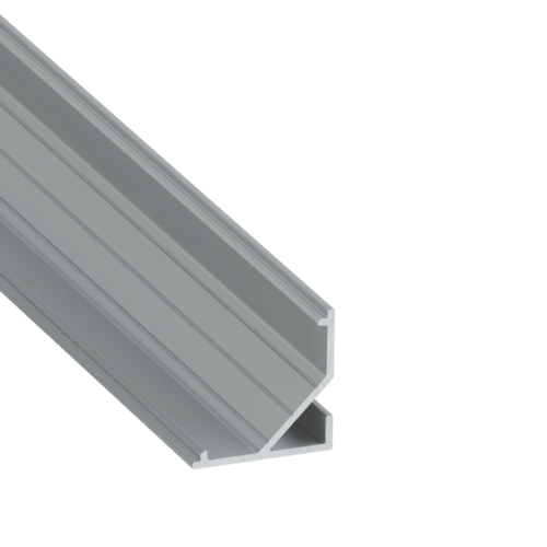 Perfíl Aluminio KIMERA-"ARRE" Anodizado Plata con Difusor Opal , Tapones y Clips Sujección 2,02M