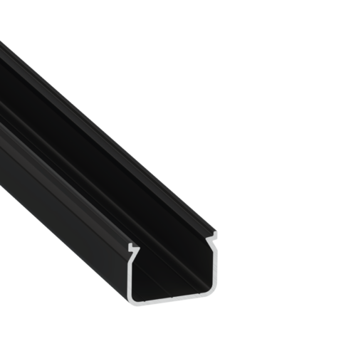 Perfíl Aluminio KIMERA-"HOM" Anodizado Negro con Difusor Opal , Tapones y Clips Sujección 2,02M