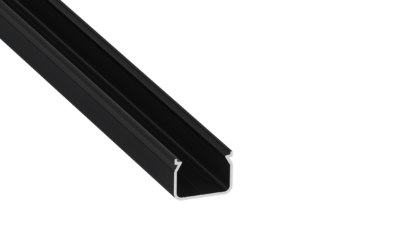 ll_38_0851_20_0 Perfíl Aluminio KIMERA-"HOM" Anodizado Negro con Difusor Opal , Tapones y Clips Sujección 2,02M